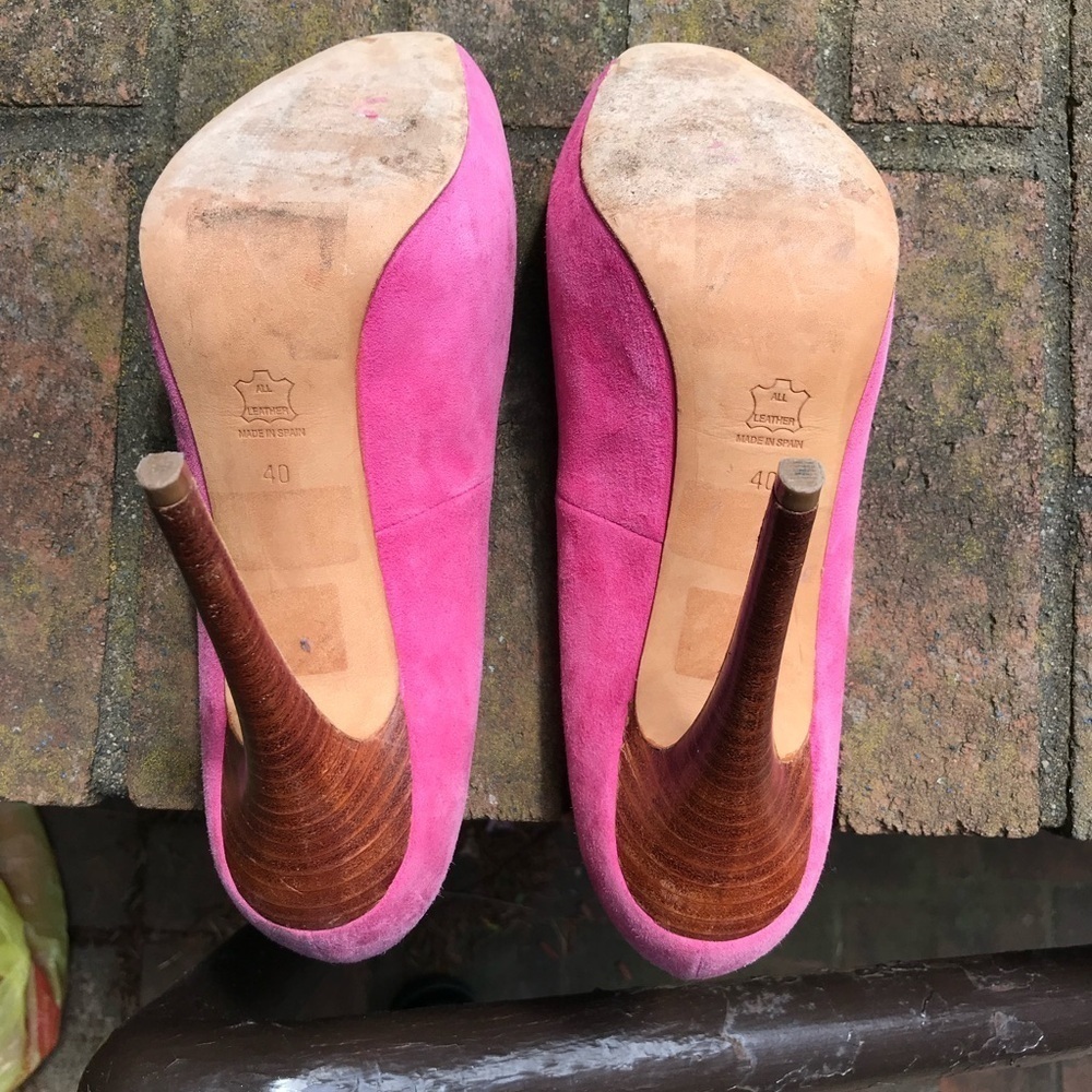 TOPSHOP Pink Rosette open toe Suede BarbieCore stiletto heel Size 9.5 EU Size 40 - Picture 9 of 16